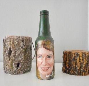 Art portraits on beer bottles portretten op lege bierflesjes origineel kunst unieke cadeau idee